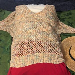 Multi color, open weave, dolman sleeve sweater